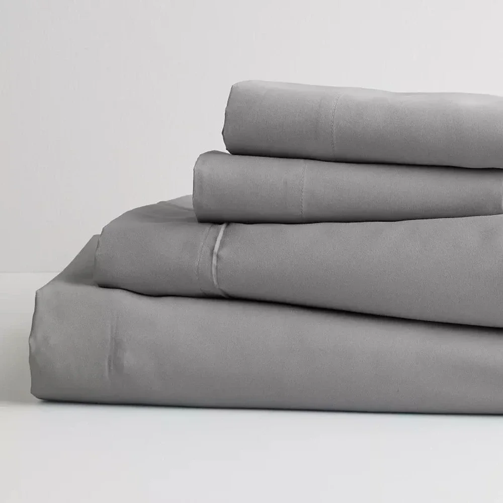 The Big One Easy Care 3 Piece Twin Size Sheet Set in Medium Grey NEW